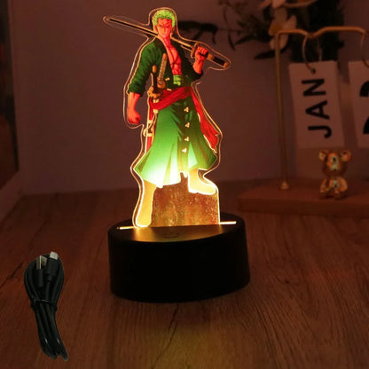 Lámpara LED 3D One Piece – Figuras de Luffy & Zoro