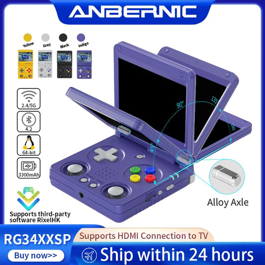 🎮 Anbernic RG34XXSP – Consola Retro Portátil Flip 3.4” IPS | 64GB, WiFi, 4000
