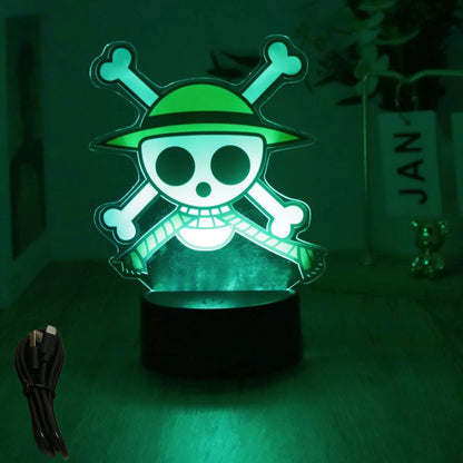 Lámpara LED 3D One Piece – Figuras de Luffy & Zoro
