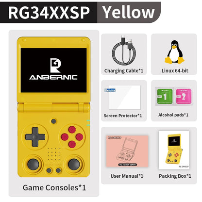 🎮 Anbernic RG34XXSP – Consola Retro Portátil Flip 3.4” IPS | 64GB, WiFi, 4000