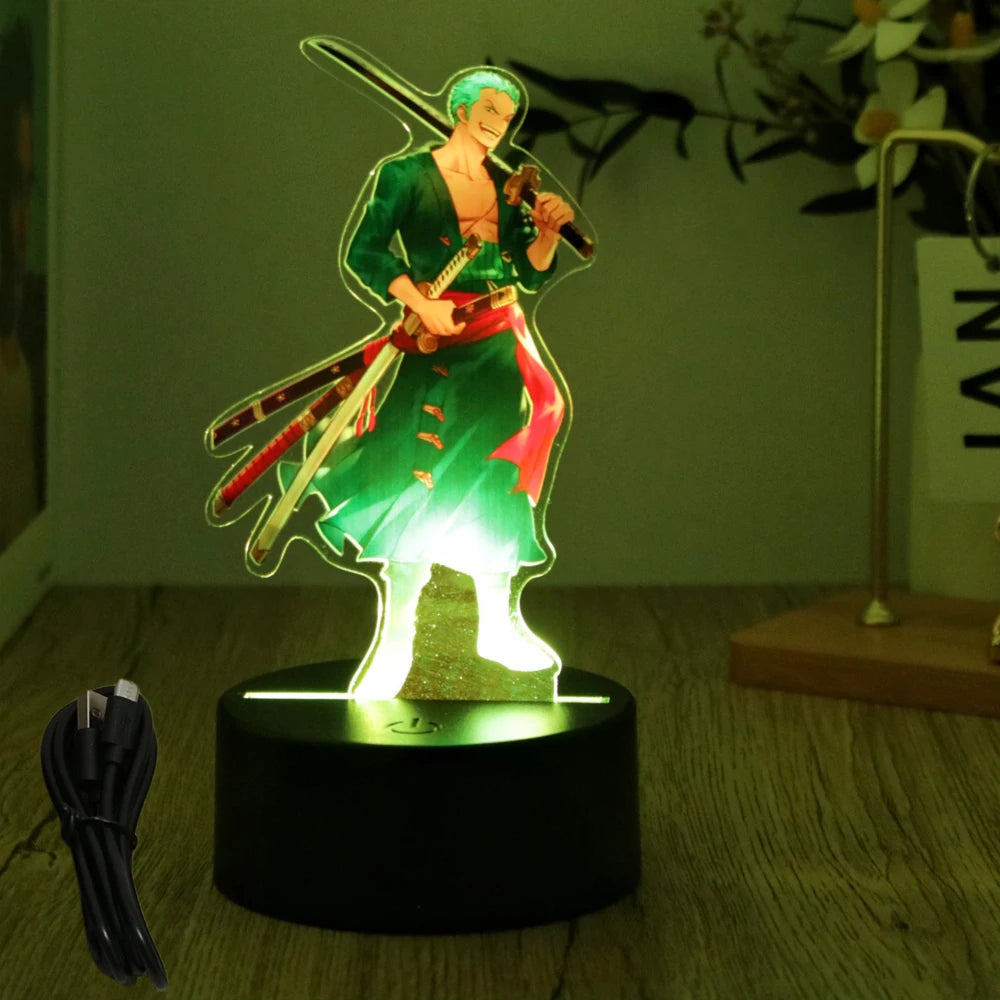 Lámpara LED 3D One Piece – Figuras de Luffy & Zoro