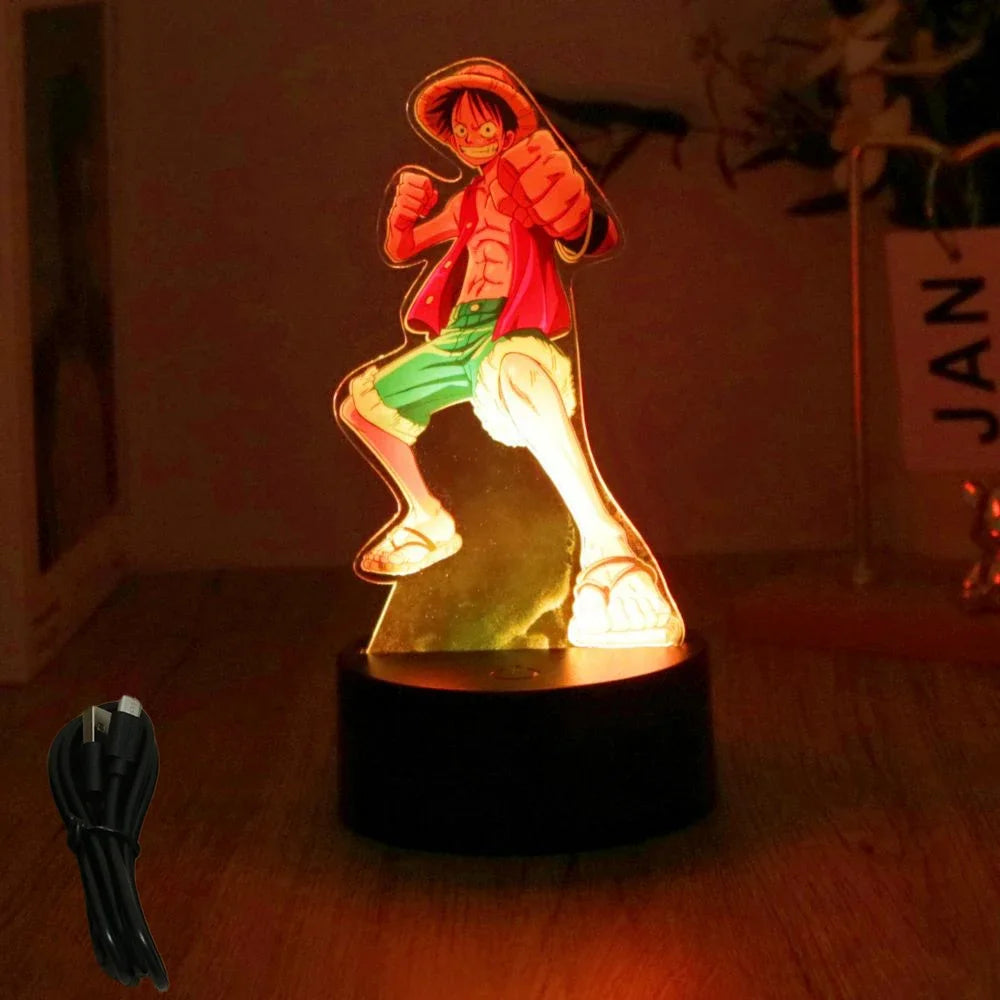 Lámpara LED 3D One Piece – Figuras de Luffy & Zoro