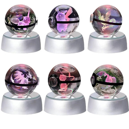 Atrapa la magia de Pokémon en tu propia Pokémon Cristal 3D 8CM con Base LED