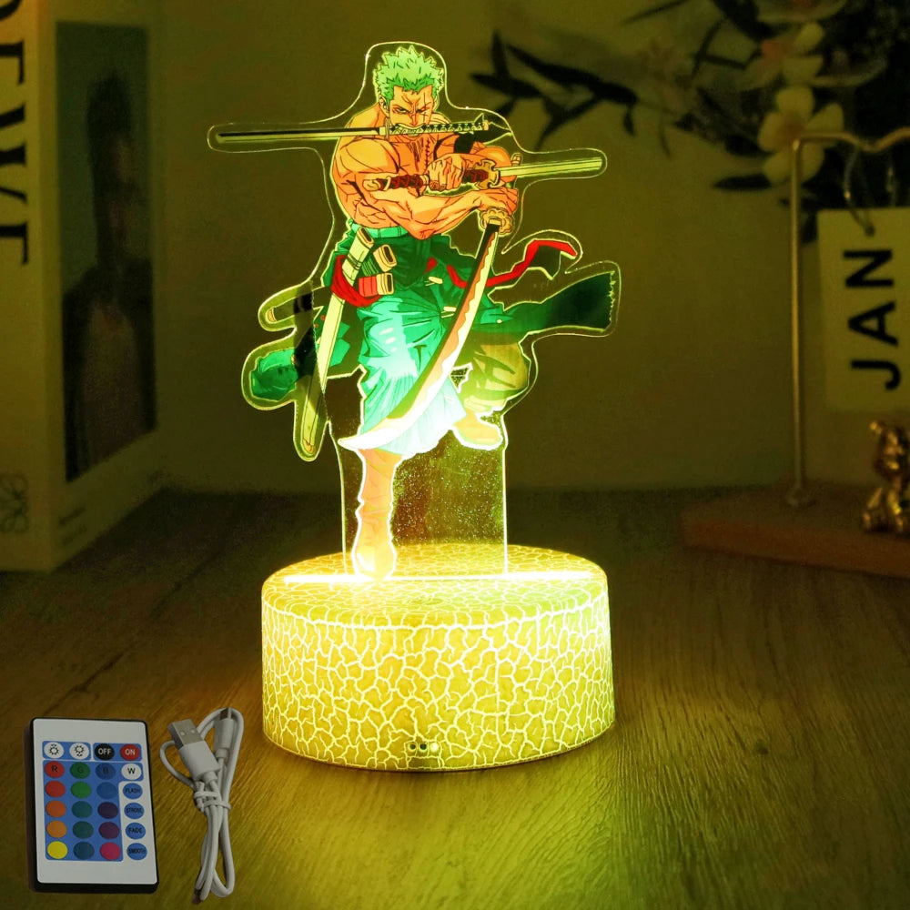 Lámpara LED 3D One Piece – Figuras de Luffy & Zoro