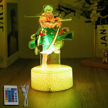 Lámpara LED 3D One Piece – Figuras de Luffy & Zoro