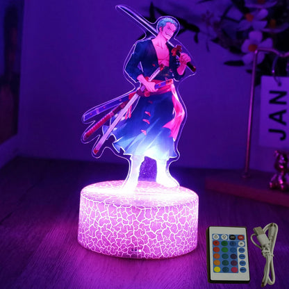 Lámpara LED 3D One Piece – Figuras de Luffy & Zoro
