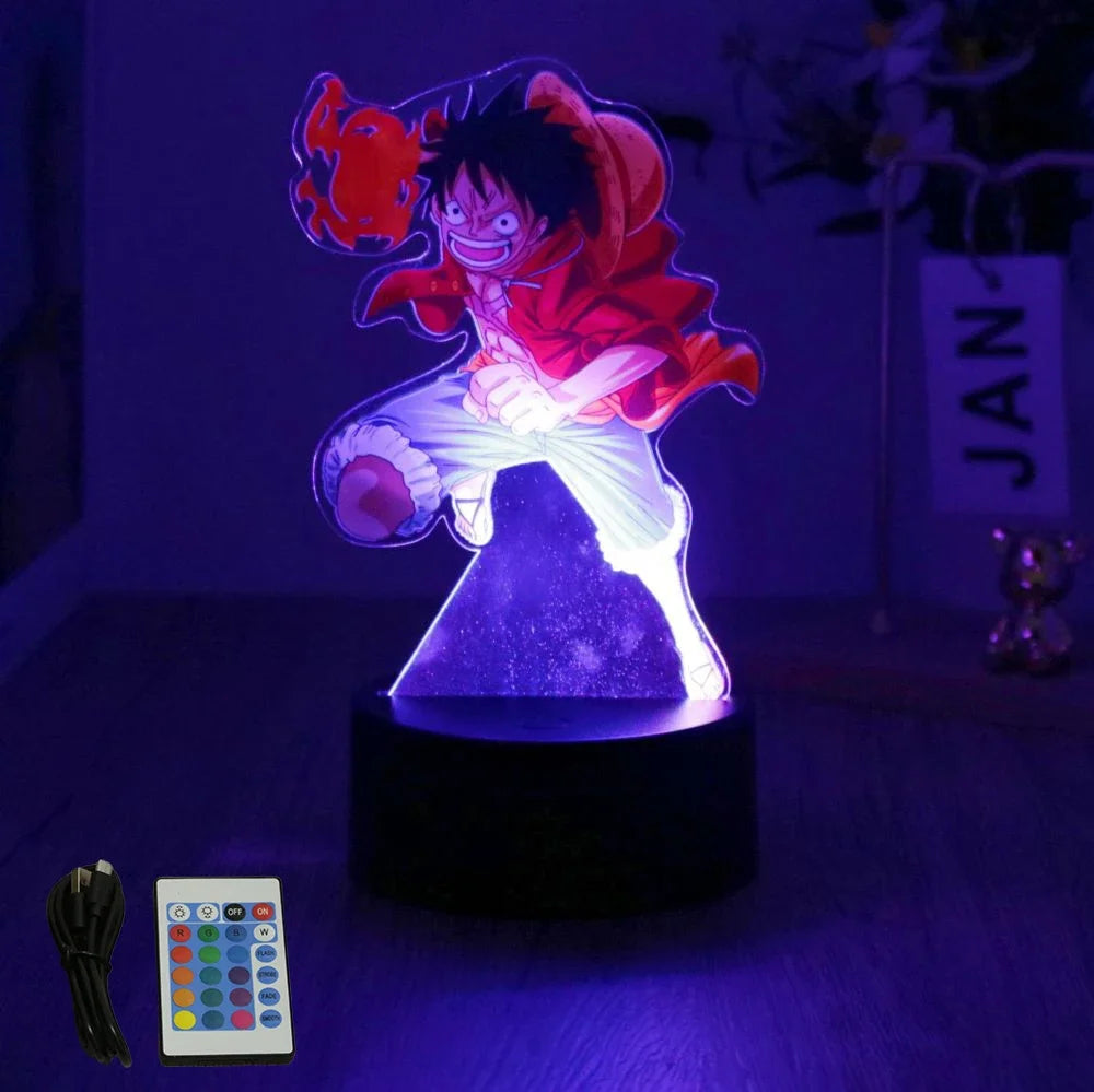 Lámpara LED 3D One Piece – Figuras de Luffy & Zoro