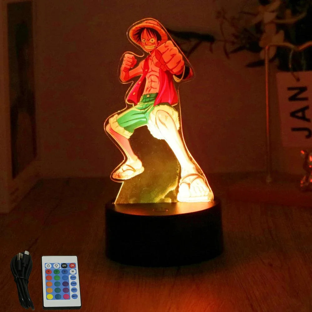Lámpara LED 3D One Piece – Figuras de Luffy & Zoro