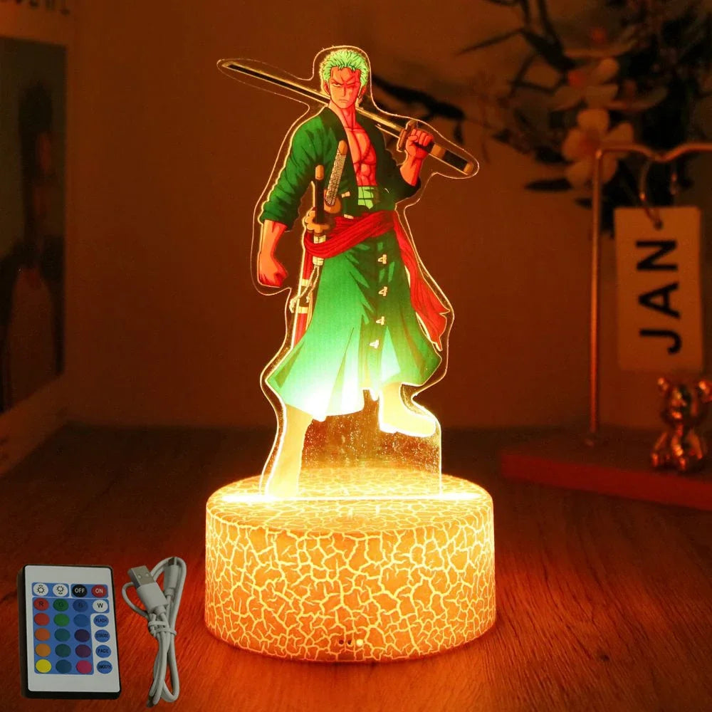 Lámpara LED 3D One Piece – Figuras de Luffy & Zoro