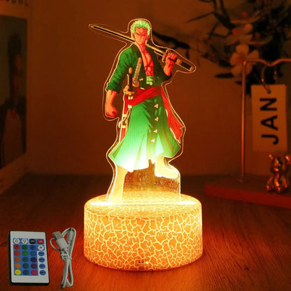 Lámpara LED 3D One Piece – Figuras de Luffy & Zoro