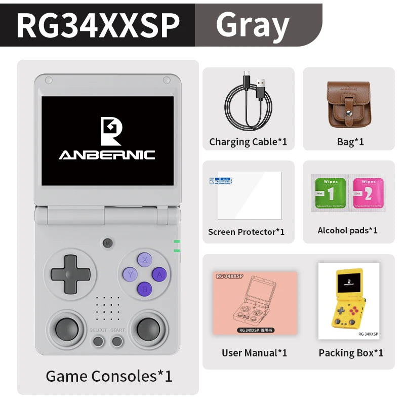 🎮 Anbernic RG34XXSP – Consola Retro Portátil Flip 3.4” IPS | 64GB, WiFi, 4000