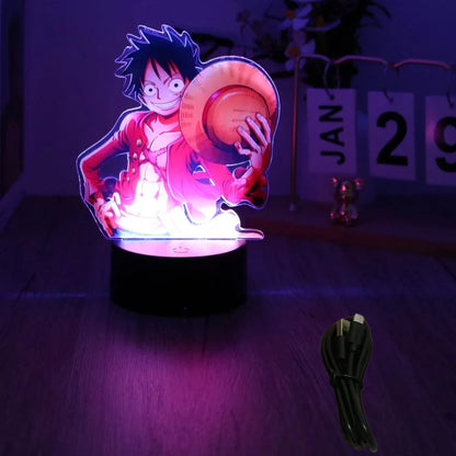 Lámpara LED 3D One Piece – Figuras de Luffy & Zoro