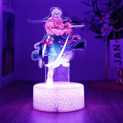Lámpara LED 3D One Piece – Figuras de Luffy & Zoro