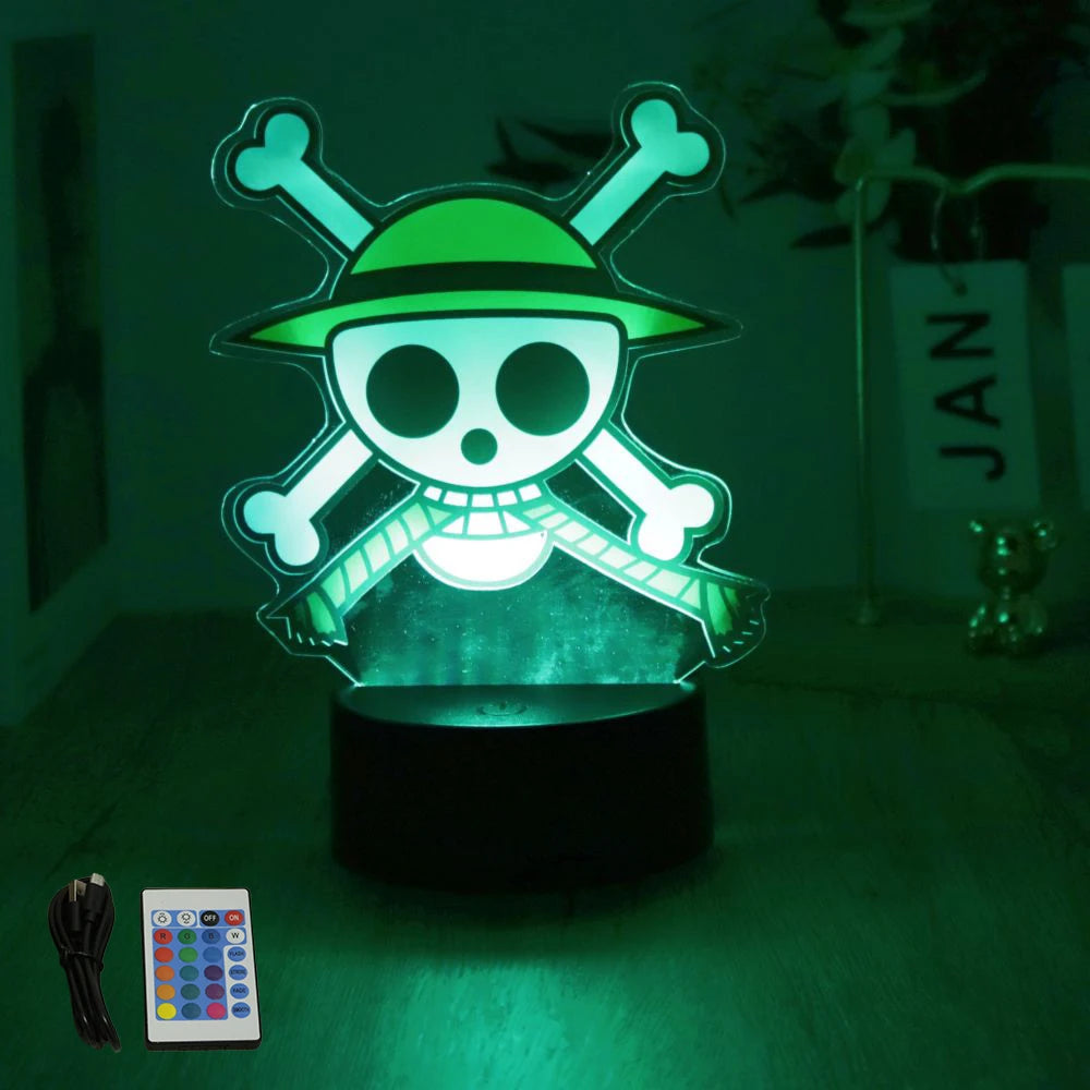 Lámpara LED 3D One Piece – Figuras de Luffy & Zoro