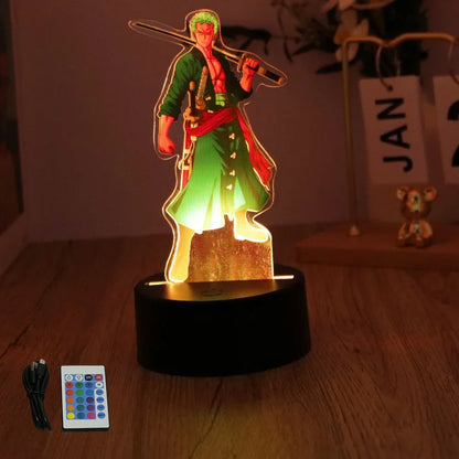 Lámpara LED 3D One Piece – Figuras de Luffy & Zoro