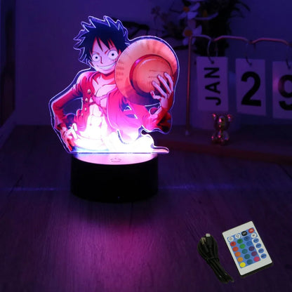 Lámpara LED 3D One Piece – Figuras de Luffy & Zoro