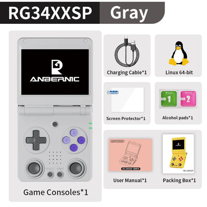 🎮 Anbernic RG34XXSP – Consola Retro Portátil Flip 3.4” IPS | 64GB, WiFi, 4000