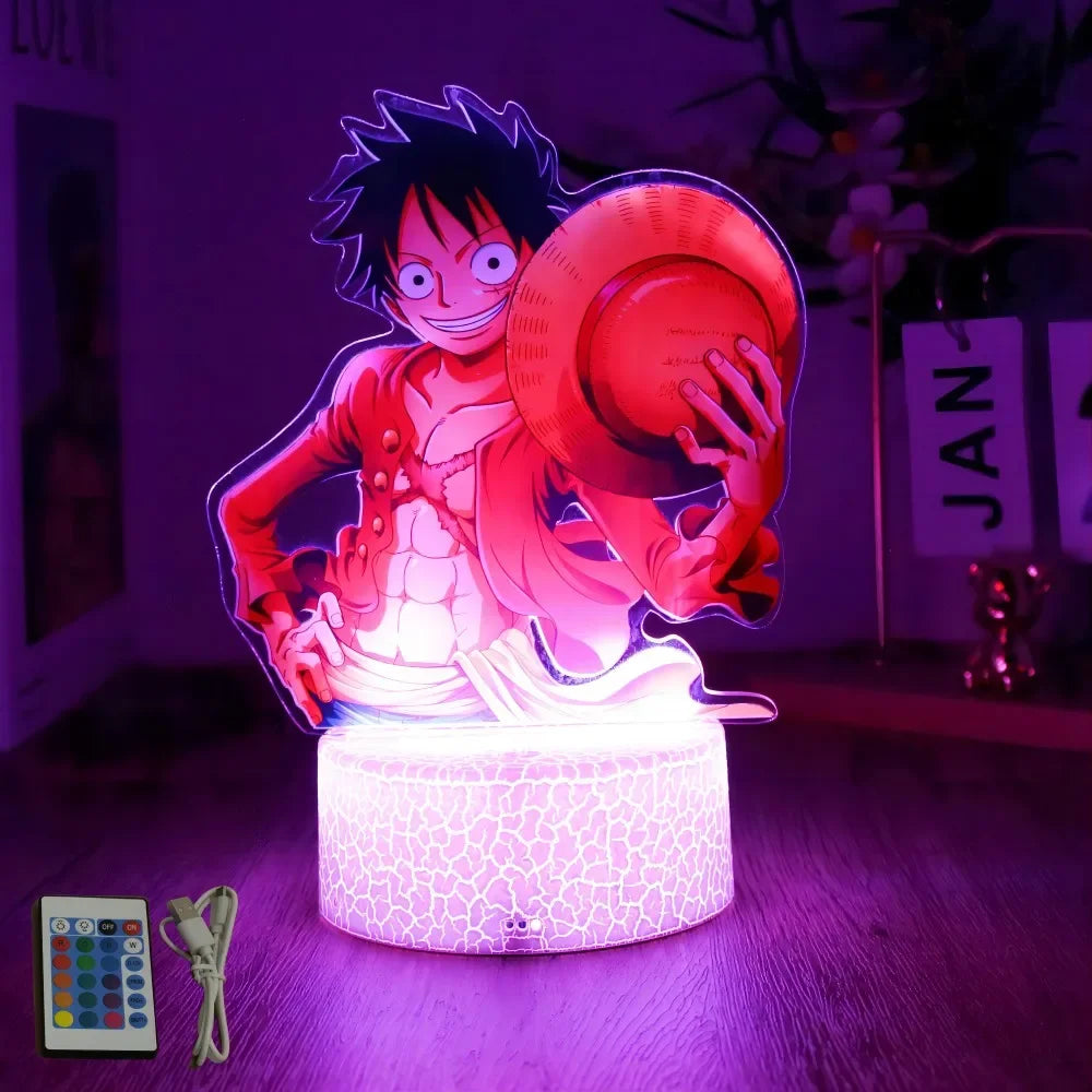 Lámpara LED 3D One Piece – Figuras de Luffy & Zoro