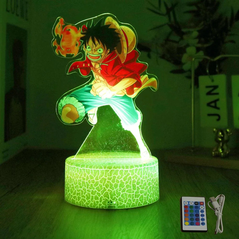 Lámpara LED 3D One Piece – Figuras de Luffy & Zoro